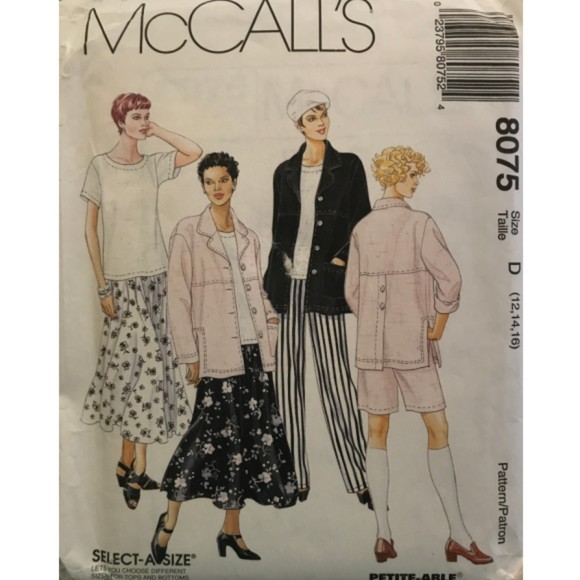 McCall's 8075 - Unlined Jacket, Top, Pull-on Pants, Pull-on Shorts and Skirt - Picture 1 of 2